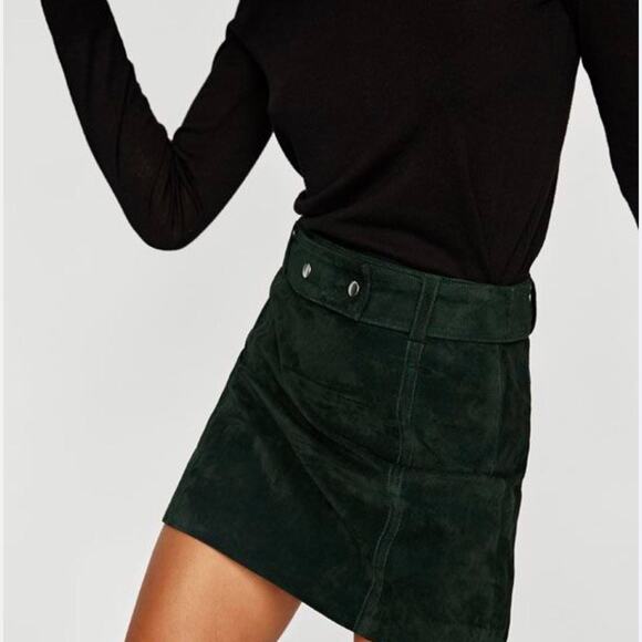 Zara suede belted mini skirt s - size small - Picture 3 of 6